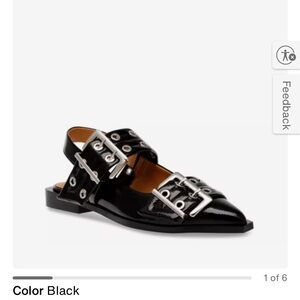 Steve Madden Graya Black Flats with Silver Buckles